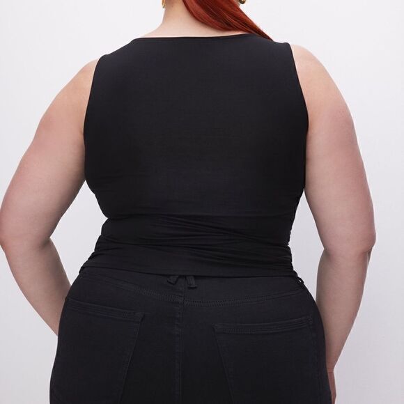 Good American NWT SLINKY JERSEY U BAR TANK TOP Black Size L - Picture 5 of 9